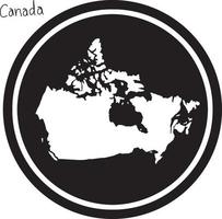 ilustración vectorial mapa blanco de canadá en círculo negro vector