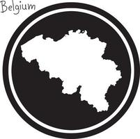 vector illustration white map of Belgium on black circle