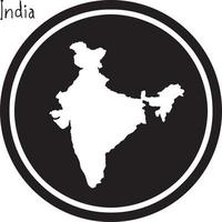 vector illustration white map of India on black circle