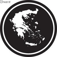 vector illustration white map of Greece on black circle