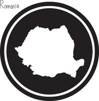 vector illustration white map of Romania on black circle