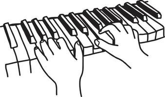 Closeup hands playing the keyboard or piano - vector