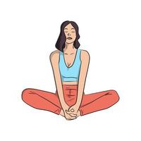 mujer practicando yoga y disfrutando de la meditación vector