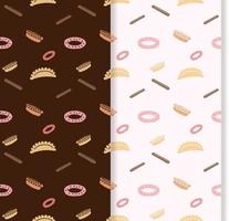 bakery seamless pattern with bread and donuts vector