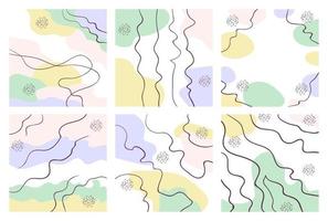 Set of pastel abstract background. Modern geometric Memphis vector