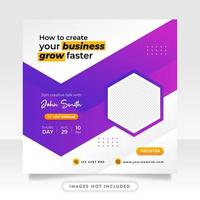 Digital marketing live webinar and business social media post template vector