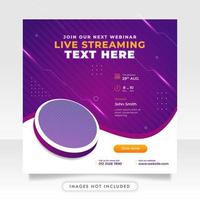 Digital marketing live webinar and business social media post template vector