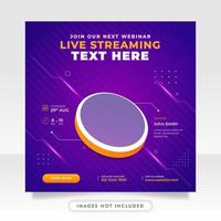 Digital marketing live webinar and business social media post template vector