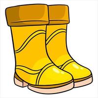 Two yellow rubber boots for walking in puddles and mud. vector