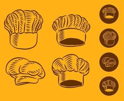 establecer ilustración de gorro de cocinero vector