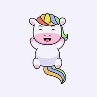 lindo diseño de personaje de unicornio feliz vector