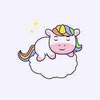 Sleeping cute unicorn character design vector