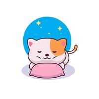 Cute cat dreaming character illustration vector