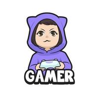 Cute gamer girl illustration design vector