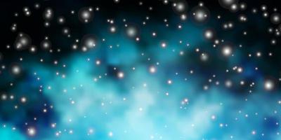 Dark BLUE vector background with colorful stars.