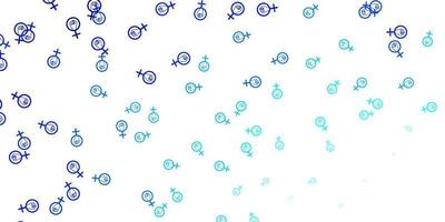 Light BLUE vector backdrop with woman's power symbols.