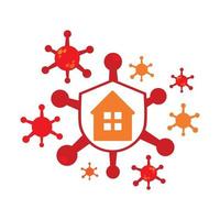 home with virus and shield, pandemic virus  illustration design. vector