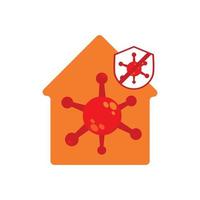 home with virus and shield, pandemic virus  illustration design. vector