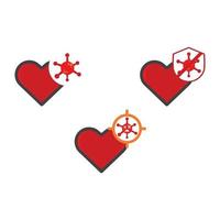 virus with heart illustration design. vector