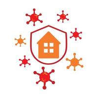 home with virus and shield, pandemic virus  illustration design. vector