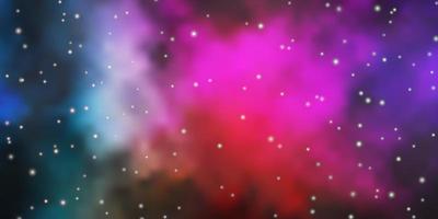 Dark Multicolor vector background with small and big stars.