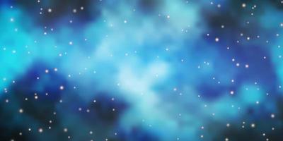 Dark BLUE vector background with colorful stars.