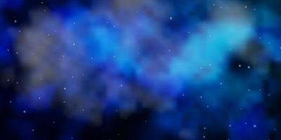 Dark BLUE vector background with colorful stars.