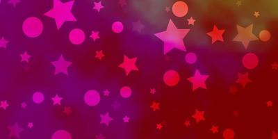 Light Pink, Yellow vector layout with circles, stars.