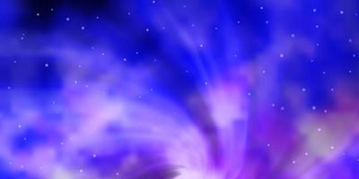 plantilla de vector púrpura claro con estrellas de neón.