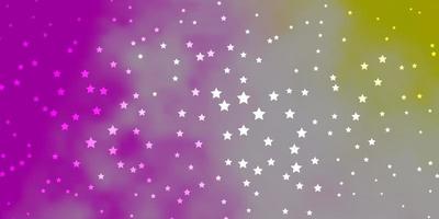 Dark Pink, Yellow vector background with colorful stars.