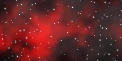 Dark Red vector background with small and big stars.