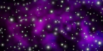 Dark Purple vector background with colorful stars.