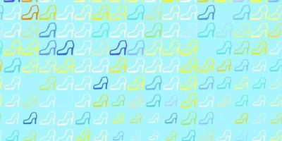 Light blue, yellow vector pattern with feminism elements.