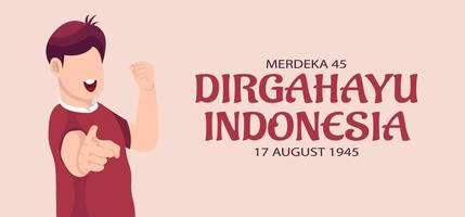 Tarjeta de felicitación de celebración del día de la independencia de Indonesia. vector