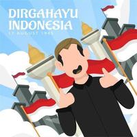 celebración del día de la independencia de indonesia el 17 de agosto. vector