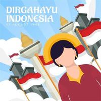 celebración del día de la independencia de indonesia el 17 de agosto. vector