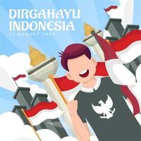 celebración del día de la independencia de indonesia el 17 de agosto. vector