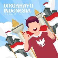 celebración del día de la independencia de indonesia el 17 de agosto. vector