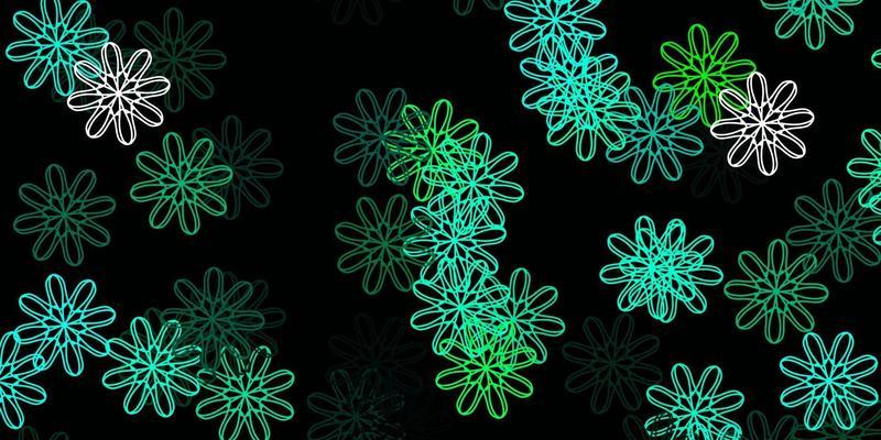 Light Green vector doodle pattern with flowers.