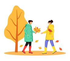 People in raincoats flat color vector faceless character