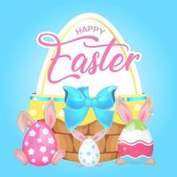 Cute Easter festive social media post mockup vector