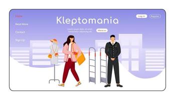 Kleptomania landing page flat color vector template