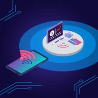 E wallet isometric color vector illustration