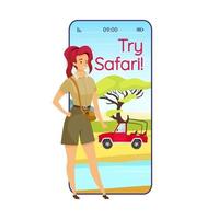 Try safari cartoon smartphone vector app screen
