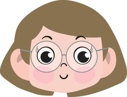 Cute kid Face with Glasses. Cute and Adorable Girl  Child Blonde hair vector