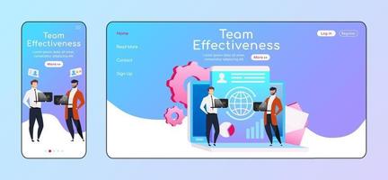 Team effectiveness adaptive landing page flat color vector template