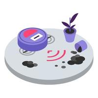 Robotic vacuum cleaner isometric color vector illustration