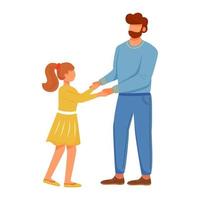 Lovely dad with daughter flat vector illustration