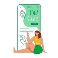 Yoga classes smartphone interface vector template