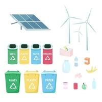 Eco friendly, sustainable lifestyle items flat vector objects set